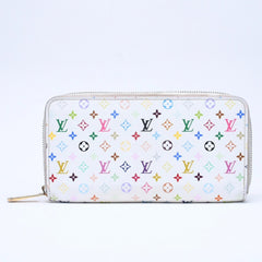 LOUIS VUITTON ルイヴィトン モノグラムマルチカラー ジッピーウォレット M13922 村上隆 ゴールド金具 ホワイト 良品 中古 4a005089