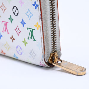 LOUIS VUITTON ルイヴィトン モノグラムマルチカラー ジッピーウォレット M13922 村上隆 ゴールド金具 ホワイト 良品 中古 4a005089