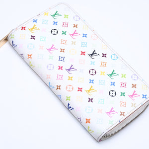 LOUIS VUITTON ルイヴィトン モノグラムマルチカラー ジッピーウォレット M13922 村上隆 ゴールド金具 ホワイト 良品 中古 4a005089