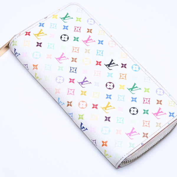 LOUIS VUITTON ルイヴィトン モノグラムマルチカラー ジッピーウォレット M13922 村上隆 ゴールド金具 ホワイト 良品 中古 4a005089