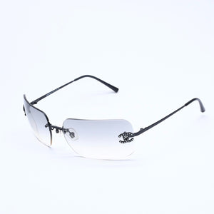 CHANEL Rimless Sunglasses 4017-D c.170/8G Size 62□17 120 Coco Mark Rhinestone Black Good Condition Used 4a005001