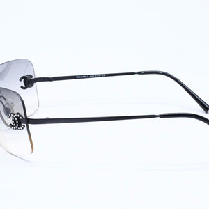 CHANEL Rimless Sunglasses 4017-D c.170/8G Size 62□17 120 Coco Mark Rhinestone Black Good Condition Used 4a005001