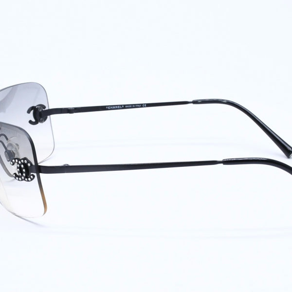 CHANEL Rimless Sunglasses 4017-D c.170/8G Size 62□17 120 Coco Mark Rhinestone Black Good Condition Used 4a005001