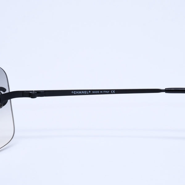 CHANEL Rimless Sunglasses 4017-D c.170/8G Size 62□17 120 Coco Mark Rhinestone Black Good Condition Used 4a005001