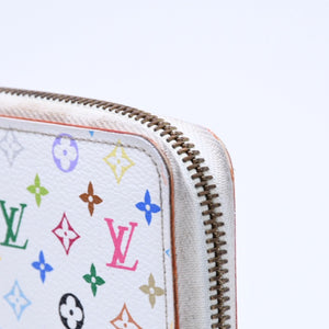 LOUIS VUITTON ルイヴィトン モノグラムマルチカラー ジッピーウォレット M13922 村上隆 ゴールド金具 ホワイト 良品 中古 4a005089