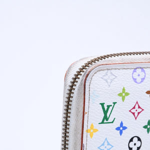 LOUIS VUITTON ルイヴィトン モノグラムマルチカラー ジッピーウォレット M13922 村上隆 ゴールド金具 ホワイト 良品 中古 4a005089