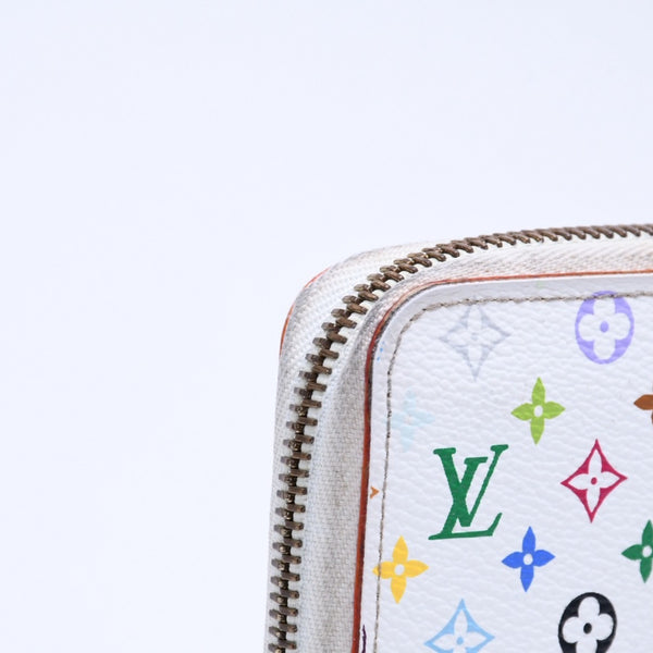 LOUIS VUITTON ルイヴィトン モノグラムマルチカラー ジッピーウォレット M13922 村上隆 ゴールド金具 ホワイト 良品 中古 4a005089