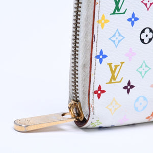 LOUIS VUITTON ルイヴィトン モノグラムマルチカラー ジッピーウォレット M13922 村上隆 ゴールド金具 ホワイト 良品 中古 4a005089
