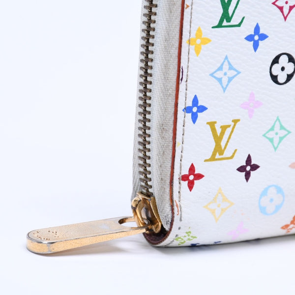 LOUIS VUITTON ルイヴィトン モノグラムマルチカラー ジッピーウォレット M13922 村上隆 ゴールド金具 ホワイト 良品 中古 4a005089