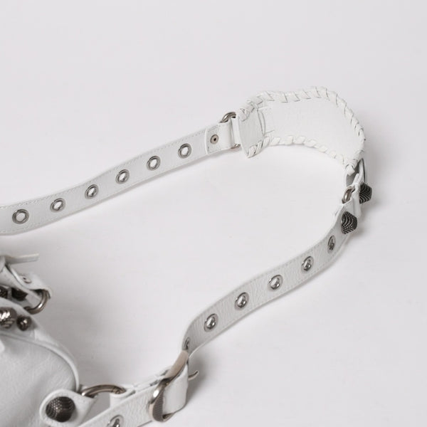 極美品 BALENCIAGA バレンシアガ Le Cagole ル カゴール ミニ ダッフルバッグ 2WAY ハンドバッグ ショルダーバッグ 743356 ホワイト アリーナ ラムスキン 中古 4a005041