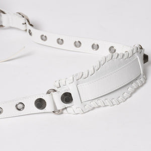 極美品 BALENCIAGA バレンシアガ Le Cagole ル カゴール ミニ ダッフルバッグ 2WAY ハンドバッグ ショルダーバッグ 743356 ホワイト アリーナ ラムスキン 中古 4a005041