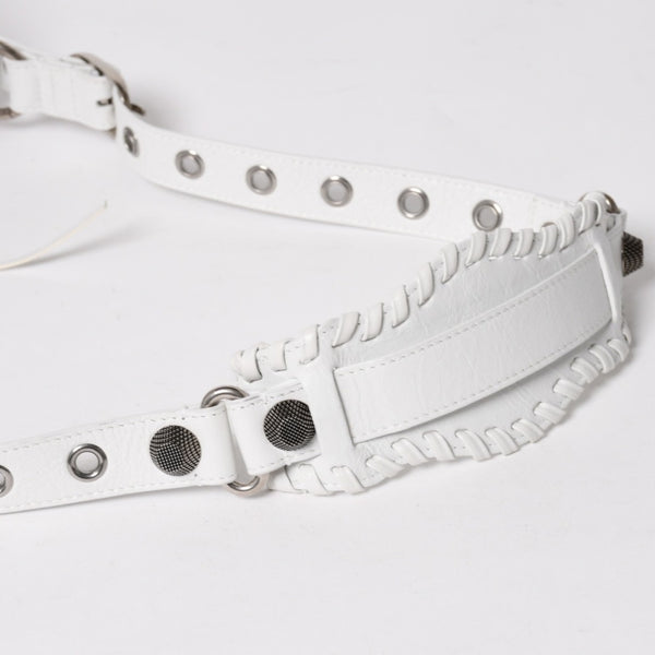 極美品 BALENCIAGA バレンシアガ Le Cagole ル カゴール ミニ ダッフルバッグ 2WAY ハンドバッグ ショルダーバッグ 743356 ホワイト アリーナ ラムスキン 中古 4a005041