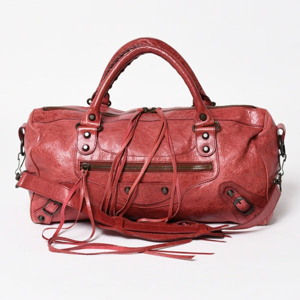 BALENCIAGA バレンシアガ ザ シティ ミディアム 2WAY ショルダーバッグ 128523 レザー レッド 美品 中古 4a004885