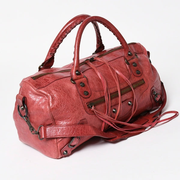 BALENCIAGA バレンシアガ ザ シティ ミディアム 2WAY ショルダーバッグ 128523 レザー レッド 美品 中古 4a004885
