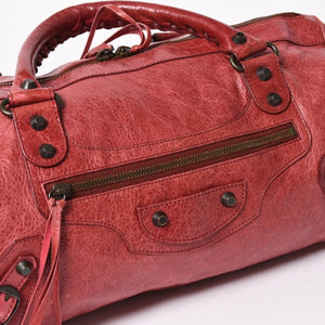 BALENCIAGA バレンシアガ ザ シティ ミディアム 2WAY ショルダーバッグ 128523 レザー レッド 美品 中古 4a004885