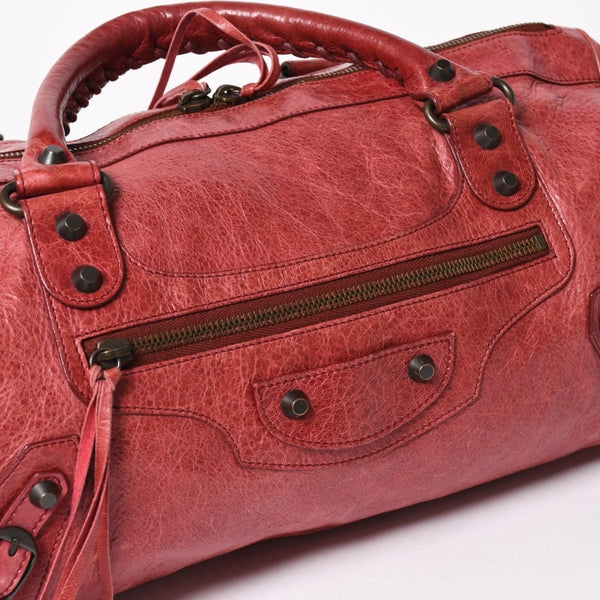 BALENCIAGA バレンシアガ ザ シティ ミディアム 2WAY ショルダーバッグ 128523 レザー レッド 美品 中古 4a004885