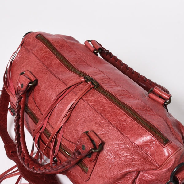 BALENCIAGA バレンシアガ ザ シティ ミディアム 2WAY ショルダーバッグ 128523 レザー レッド 美品 中古 4a004885
