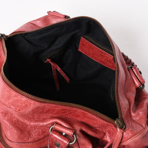 BALENCIAGA バレンシアガ ザ シティ ミディアム 2WAY ショルダーバッグ 128523 レザー レッド 美品 中古 4a004885