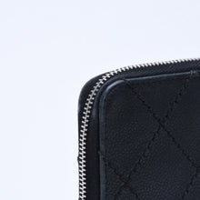 画像をギャラリービューアに読み込む, CHANEL シャネル レザー 財布 カードケース ココマーク ワイルドステッチ キャビアスキン 10番台 ブラック シルバー金具 美品 中古 4a005094
