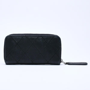 CHANEL Leather Wallet Card Case Coco Mark Wild Stitch Caviar Skin No. 10 Black Silver Hardware Good Condition Used 4a005094