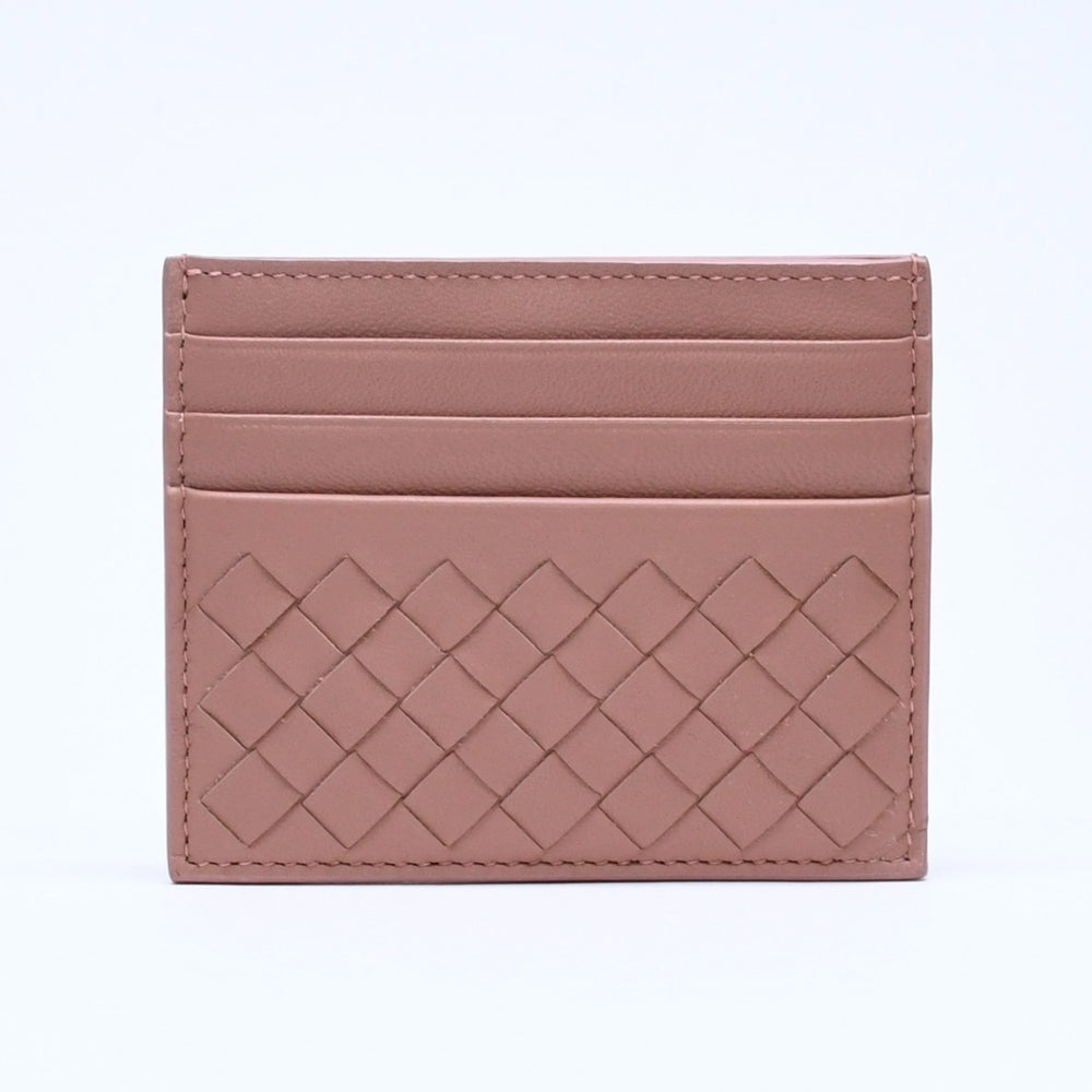 新品同様品 BOTTEGAVENETA ボッテガヴェネタ カードケース イントレチャート ベージュ カーフレザー 中古 4a005214