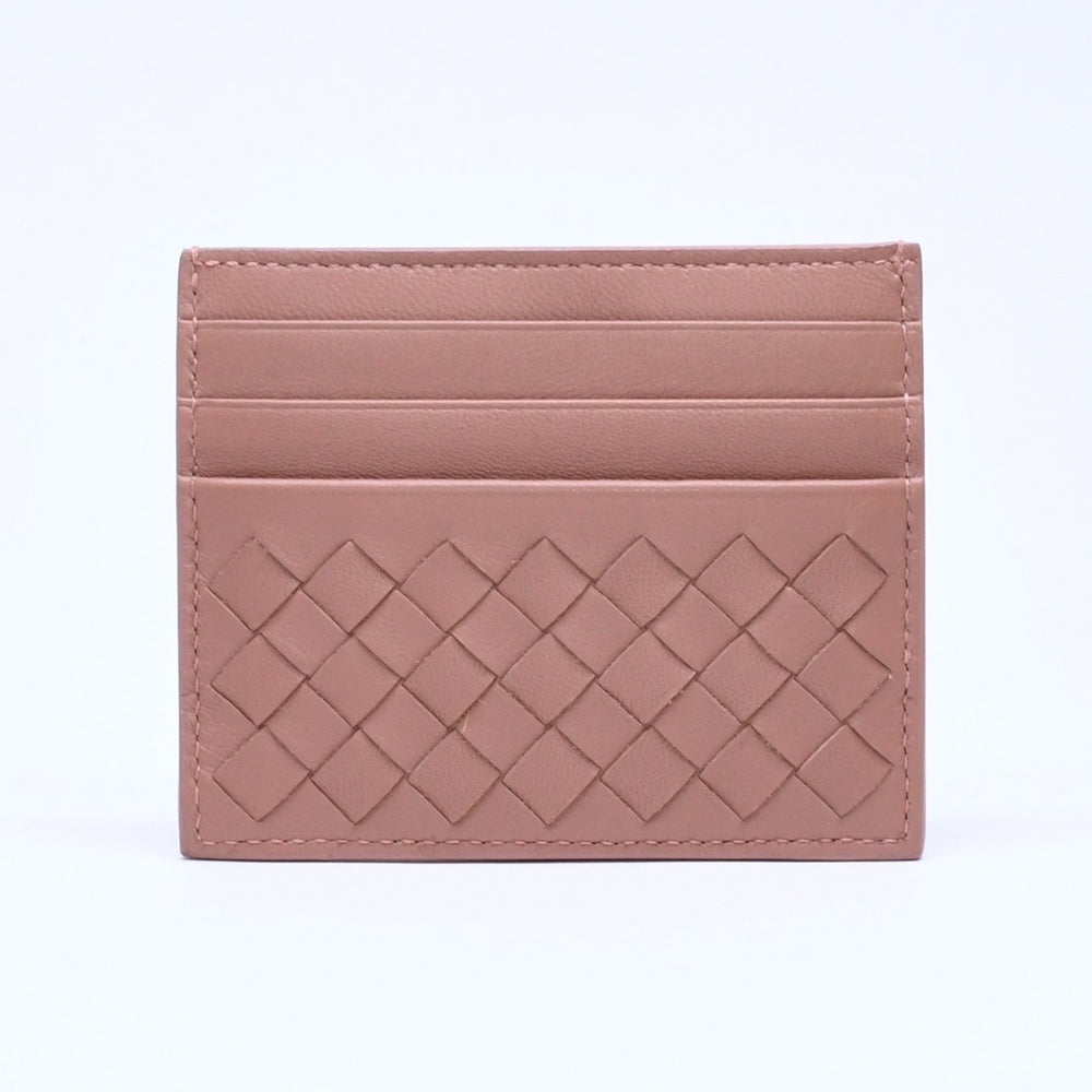 新品同様品 BOTTEGAVENETA ボッテガヴェネタ カードケース イントレチャート ベージュ カーフレザー 中古 4a005214