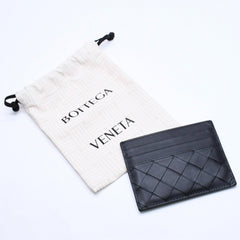 新品同様品 BOTTEGAVENETA ボッテガヴェネタ カードケース イントレチャート ブラック カーフレザー 中古 4a005216