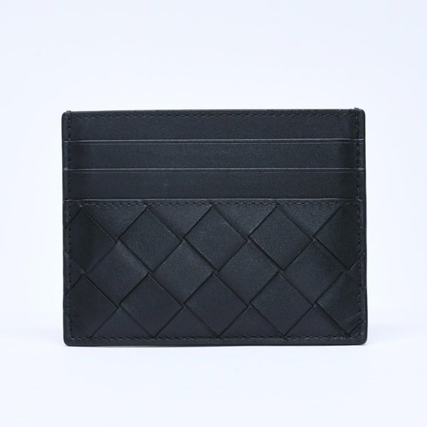 新品同様品 BOTTEGAVENETA ボッテガヴェネタ カードケース イントレチャート ブラック カーフレザー 中古 4a005216