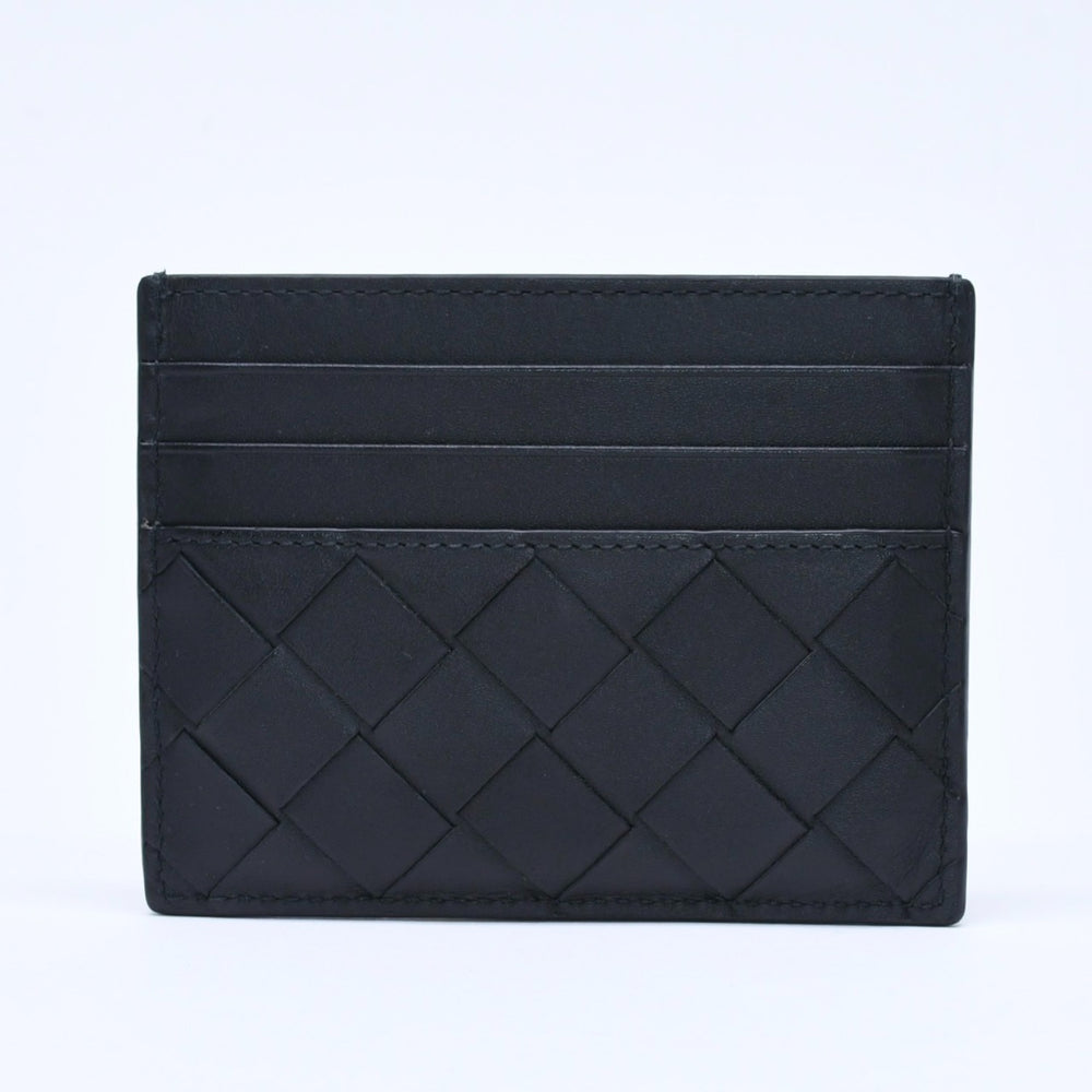 Like new BOTTEGAVENETA Bottega Veneta Card Case Intrecciato Black Calf Leather Used 4a005216