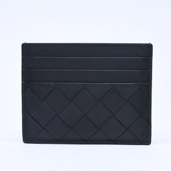 新品同様品 BOTTEGAVENETA ボッテガヴェネタ カードケース イントレチャート ブラック カーフレザー 中古 4a005216