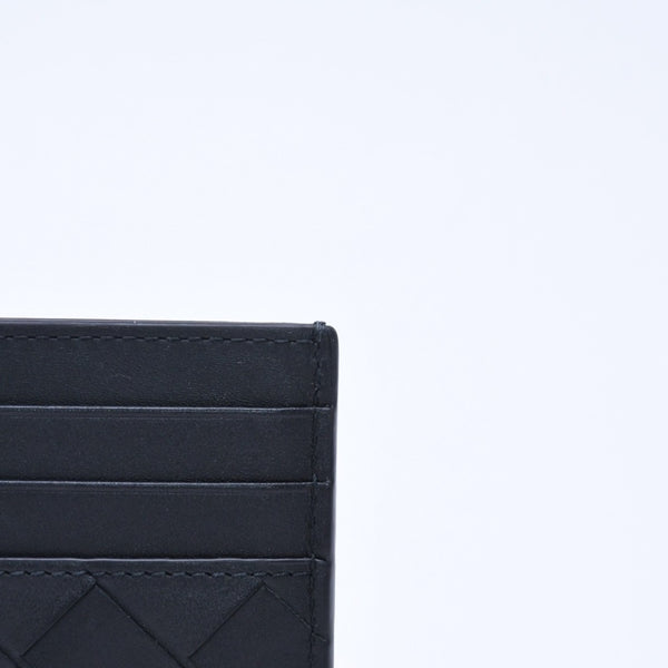 新品同様品 BOTTEGAVENETA ボッテガヴェネタ カードケース イントレチャート ブラック カーフレザー 中古 4a005216