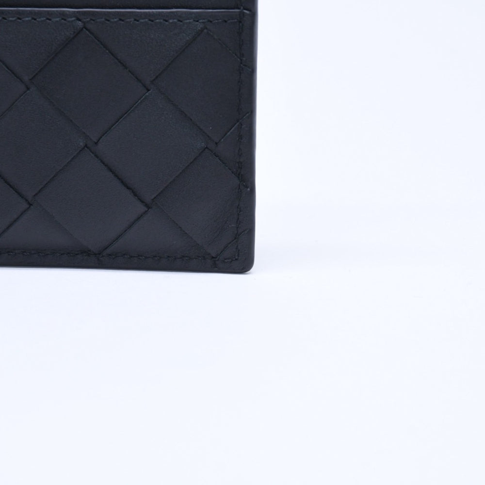 Like new BOTTEGAVENETA Bottega Veneta Card Case Intrecciato Black Calf Leather Used 4a005216