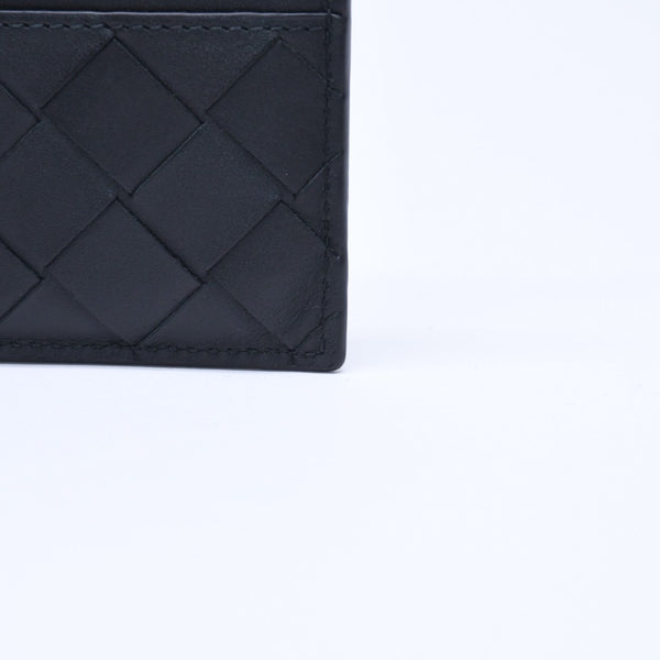 新品同様品 BOTTEGAVENETA ボッテガヴェネタ カードケース イントレチャート ブラック カーフレザー 中古 4a005216