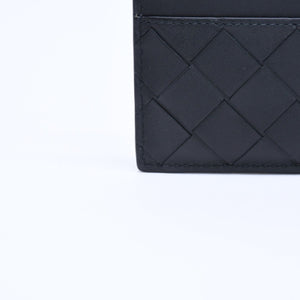 新品同様品 BOTTEGAVENETA ボッテガヴェネタ カードケース イントレチャート ブラック カーフレザー 中古 4a005216