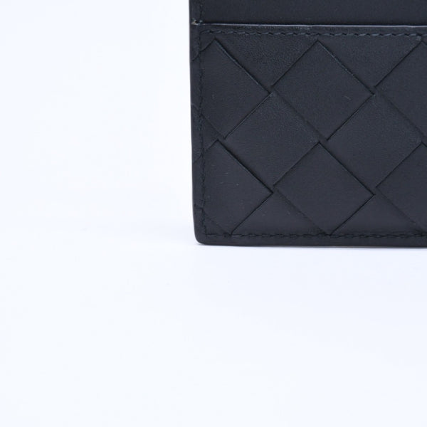 新品同様品 BOTTEGAVENETA ボッテガヴェネタ カードケース イントレチャート ブラック カーフレザー 中古 4a005216
