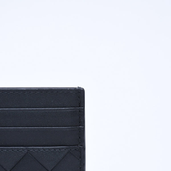 新品同様品 BOTTEGAVENETA ボッテガヴェネタ カードケース イントレチャート ブラック カーフレザー 中古 4a005216