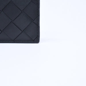 新品同様品 BOTTEGAVENETA ボッテガヴェネタ カードケース イントレチャート ブラック カーフレザー 中古 4a005216