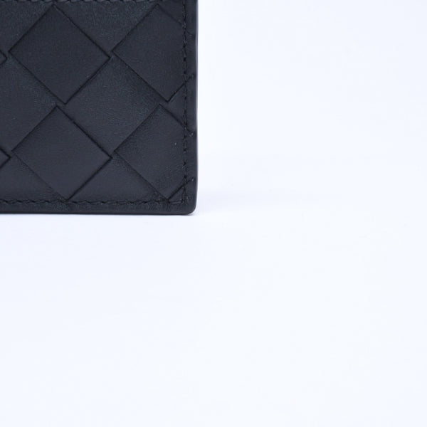 新品同様品 BOTTEGAVENETA ボッテガヴェネタ カードケース イントレチャート ブラック カーフレザー 中古 4a005216