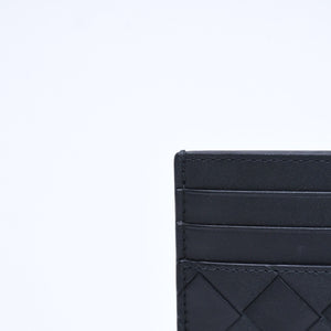 新品同様品 BOTTEGAVENETA ボッテガヴェネタ カードケース イントレチャート ブラック カーフレザー 中古 4a005216
