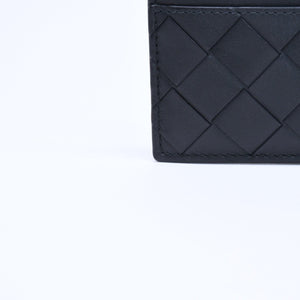 新品同様品 BOTTEGAVENETA ボッテガヴェネタ カードケース イントレチャート ブラック カーフレザー 中古 4a005216