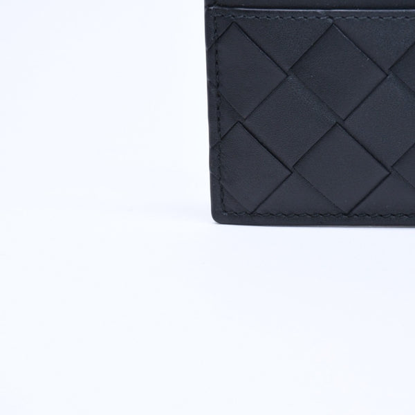 新品同様品 BOTTEGAVENETA ボッテガヴェネタ カードケース イントレチャート ブラック カーフレザー 中古 4a005216