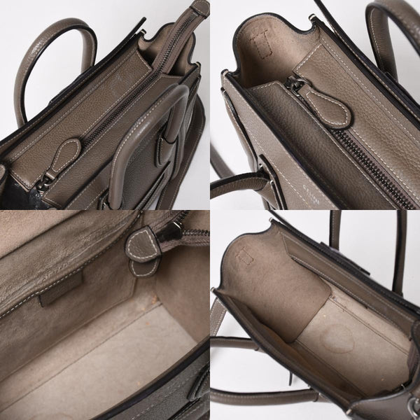 CELINE セリーヌ ラゲージ ナノ 2WAY ハンドバッグ ショルダーバッグ エディ期 グレー シルバー金具 美品 中古 4a004860