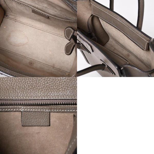 CELINE セリーヌ ラゲージ ナノ 2WAY ハンドバッグ ショルダーバッグ エディ期 グレー シルバー金具 美品 中古 4a004860