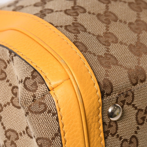 極美品 GUCCI グッチ 2WAY ショルダー ハンドバッグ 232300 GGキャンバス バンブー ベラ レザー ベージュ 中古 4a005098