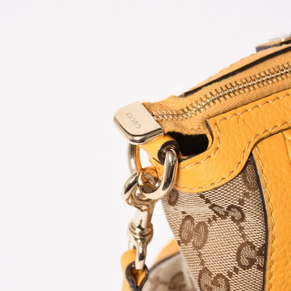 極美品 GUCCI グッチ 2WAY ショルダー ハンドバッグ 232300 GGキャンバス バンブー ベラ レザー ベージュ 中古 4a005098