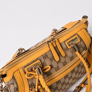 極美品 GUCCI グッチ 2WAY ショルダー ハンドバッグ 232300 GGキャンバス バンブー ベラ レザー ベージュ 中古 4a005098