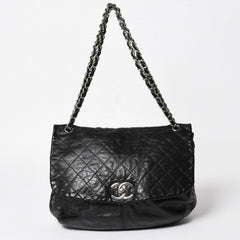 極美品 CHANEL シャネル Sフラップ Wチェーンショルダーバッグ 18番台 ココマーク カーフスキン ブラック シルバー金具 中古 4a005240