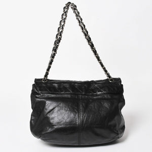 極美品 CHANEL シャネル Sフラップ Wチェーンショルダーバッグ 18番台 ココマーク カーフスキン ブラック シルバー金具 中古 4a005240