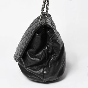 極美品 CHANEL シャネル Sフラップ Wチェーンショルダーバッグ 18番台 ココマーク カーフスキン ブラック シルバー金具 中古 4a005240