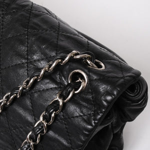 極美品 CHANEL シャネル Sフラップ Wチェーンショルダーバッグ 18番台 ココマーク カーフスキン ブラック シルバー金具 中古 4a005240